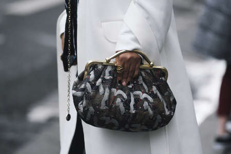 Paris, France - March 01, 2019: Street style outfit -   after a fashion show during Paris Fashion Week - PFWFW19のeditorial素材