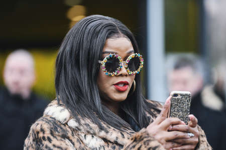 Paris, France - March 01, 2019: Street style outfit -  Fashionable person after a fashion show during Paris Fashion Week - PFWFW19のeditorial素材