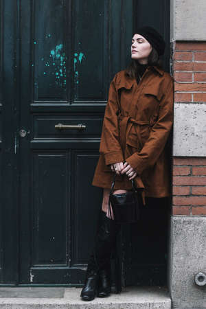 Paris, France - March 01, 2019: Street style outfit -  Madelynn Furlong before a fashion show during Paris Fashion Week - PFWFW19のeditorial素材