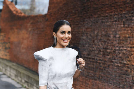 Paris, France - March 01, 2019: Street style outfit -  Camila Coelho before a fashion show during Paris Fashion Week - PFWFW19のeditorial素材
