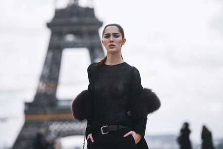 Paris, France - March 02, 2019: Street style outfit -  Teddy Quinlivan after a fashion show during Paris Fashion Week - PFWFW19のeditorial素材