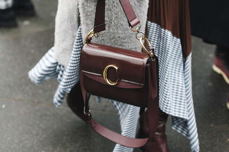 Paris, France - March 01, 2019: Street style outfit -  Chloe purse after a fashion show during Paris Fashion Week - PFWFW19のeditorial素材