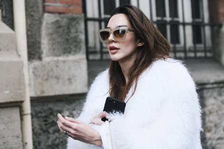 Paris, France - March 01, 2019: Street style outfit -   after a fashion show during Paris Fashion Week - PFWFW19のeditorial素材