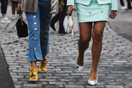 Paris, France - March 01, 2019: Street style outfit -   after a fashion show during Paris Fashion Week - PFWFW19のeditorial素材