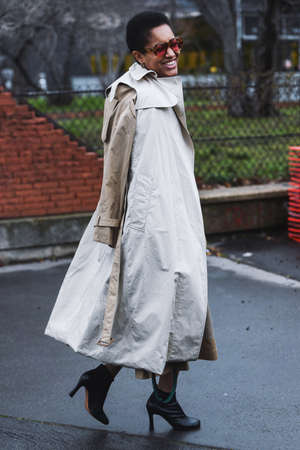 Paris, France - March 01, 2019: Street style outfit -  Tamu McPherson before a fashion show during Paris Fashion Week - PFWFW19のeditorial素材