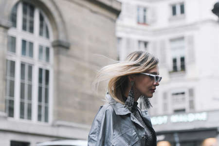 Paris, France - March 01, 2019: Street style outfit -  Fashionable person after a fashion show during Paris Fashion Week - PFWFW19のeditorial素材