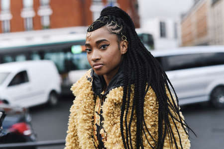 Paris, France - March 01, 2019: Street style outfit -   before a fashion show during Paris Fashion Week - PFWFW19のeditorial素材