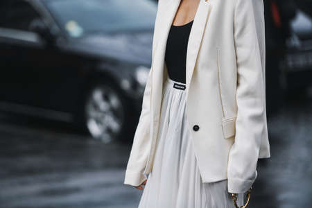 Paris, France - March 02, 2019: Street style outfit -  Xenia Adonts after a fashion show during Paris Fashion Week - PFWFW19のeditorial素材