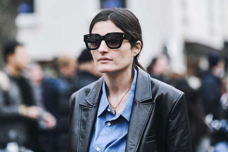 Paris, France - March 02, 2019: Street style outfit -  before a fashion show during Paris Fashion Week - PFWFW19のeditorial素材