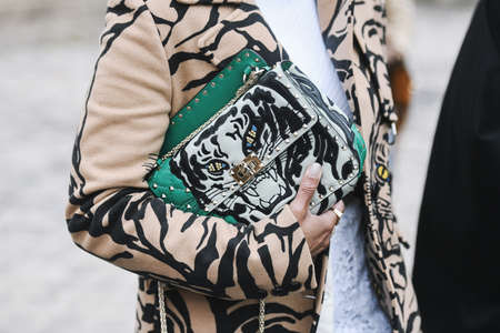 Paris, France - March 03, 2019: Street style outfit -   after a fashion show during Paris Fashion Week - PFWFW19のeditorial素材