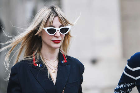 Paris, France - March 03, 2019: Street style outfit -   after a fashion show during Paris Fashion Week - PFWFW19のeditorial素材