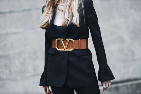 Paris, France - March 03, 2019: Street style outfit -  Pernille Teisbaek after a fashion show during Paris Fashion Week - PFWFW19のeditorial素材