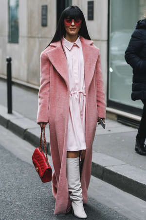 Paris, France - March 03, 2019: Street style outfit -   after a fashion show during Paris Fashion Week - PFWFW19のeditorial素材