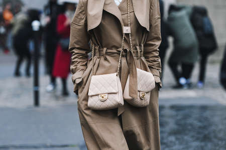 Paris, France - March 03, 2019: Street style outfit -   after a fashion show during Paris Fashion Week - PFWFW19のeditorial素材