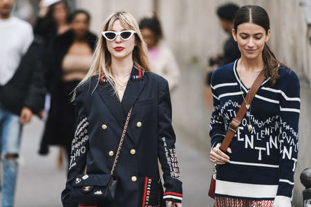 Paris, France - March 03, 2019: Street style outfit -   after a fashion show during Paris Fashion Week - PFWFW19