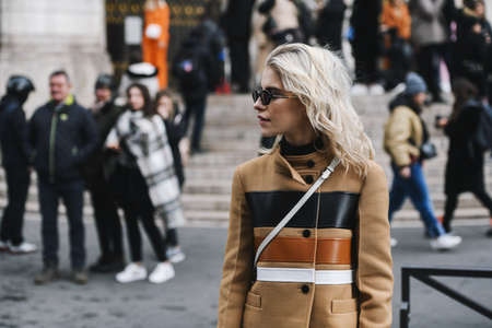 Paris, France - March 04, 2019: Street style outfit -  Caroline Daur after a fashion show during Paris Fashion Week - PFWFW19のeditorial素材