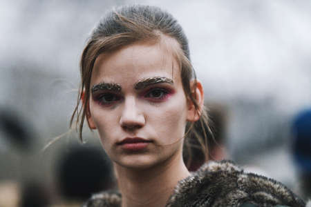 Paris, France - March 03, 2019: Street style appearance during Paris Fashion Week - PFWFW19のeditorial素材