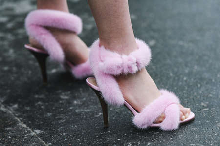 Paris, France - March 03, 2019: Street style outfit -  before a fashion show during Paris Fashion...