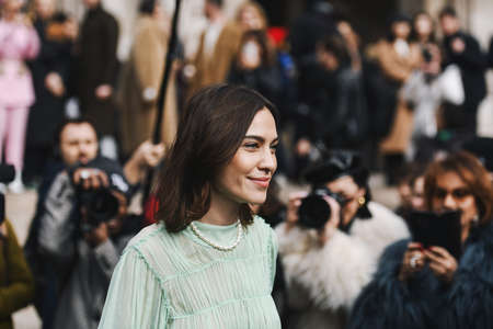 Paris, France - March 04, 2019: Fashion personality hunted by street style photographers during Paris Fashion Week - PFWFW19のeditorial素材