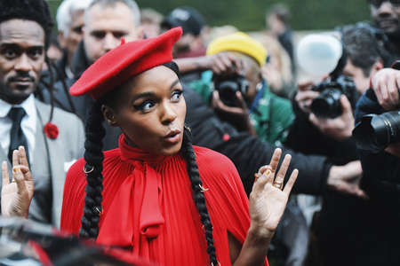 Paris, France - March 03, 2019: Street style outfit -  Janelle Monae after a fashion show during Paris Fashion Week - PFWFW19のeditorial素材