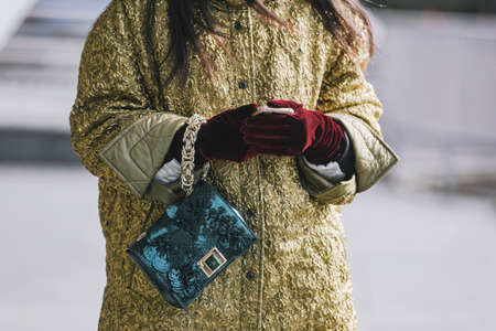 Paris, France - March 04, 2019: Street style outfit -   after a fashion show during Paris Fashion Week - PFWFW19のeditorial素材