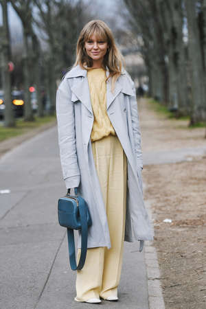 Paris, France - March 03, 2019: Street style outfit -  Jeanette Madsen after a fashion show during Paris Fashion Week - PFWFW19のeditorial素材
