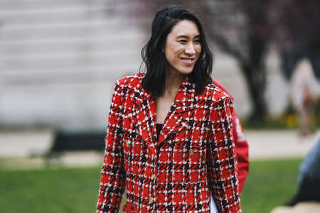 Paris, France - March 05, 2019: Street style outfit -  Eva Chen after a fashion show during Paris Fashion Week - PFWFW19のeditorial素材