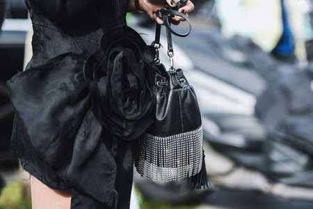 Paris, France - March 05, 2019: Street style appearance during Paris Fashion Week - PFWFW19のeditorial素材