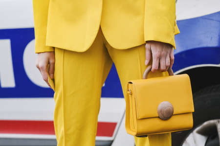 Paris, France - March 05, 2019: Street style outfit -   after a fashion show during Paris Fashion Week - PFWFW19のeditorial素材