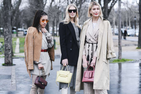 Paris, France - March 05, 2019: Street style appearance during Paris Fashion Week - PFWFW19のeditorial素材