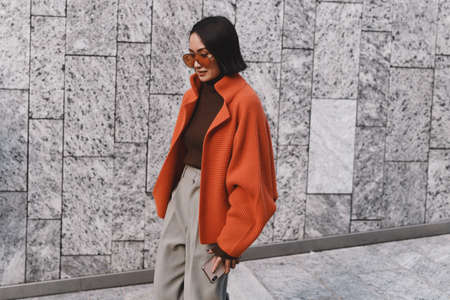 Milan, Italy - February 20, 2019: Street style outfit before a fashion show during Milan Fashion Week  - MFWFW19のeditorial素材