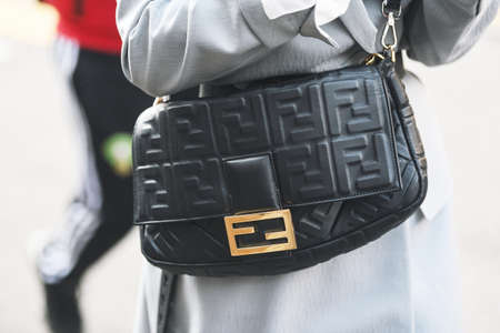 Milan, Italy - February 21, 2019: Street style - Fendi purse in detail after a fashion show during Milan Fashion Week - MFWFW19のeditorial素材