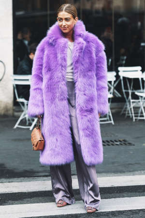 Milan, Italy - February 21, 2019: Street style outfit after a fashion show during Milan Fashion Week - MFWFW19のeditorial素材