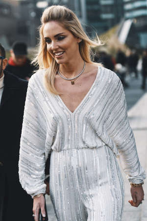 Milan, Italy - February 20, 2019: Influencer Chiara Ferragni before a fashion show during Milan...