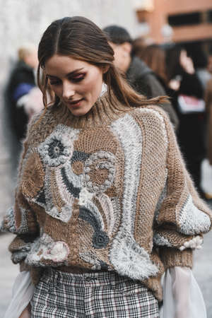 Milan, Italy - February 20, 2019: Olivia Palermo after a fashion show during Milan Fashion Week  -...