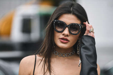 Milan, Italy - February 23, 2019: Street style â€“ Look after a fashion show during Milan...