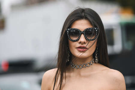 Milan, Italy - February 23, 2019: Street style â Look after a fashion show during Milan Fashion Week - MFWFW19のeditorial素材