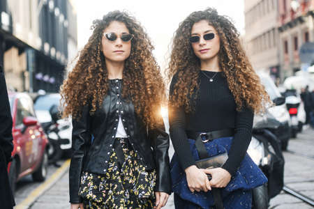 Milan, Italy - February 22, 2019: Street style â Outfit before a fashion show during Milan Fashion Week - MFWFW19のeditorial素材