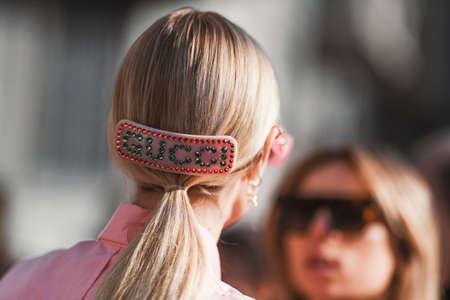 Milan, Italy - February 22, 2020: Street style outfit - streetstylefw20
