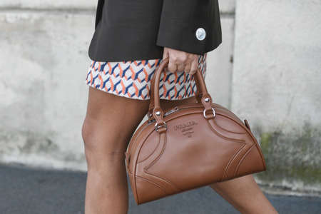 Milan, Italy - February 20, 2020: Street style outfit - streetstylefw20のeditorial素材