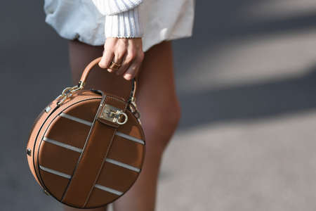 Milan, Italy - February 22, 2020: Street style outfit - streetstylefw20のeditorial素材