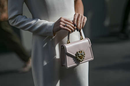Milan, Italy - February 23, 2020: Street style outfit - streetstylefw20のeditorial素材