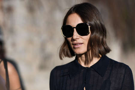 Milan, Italy - February 20, 2020: Street style appearance during Milan Fashion Week - streetstylefw20のeditorial素材