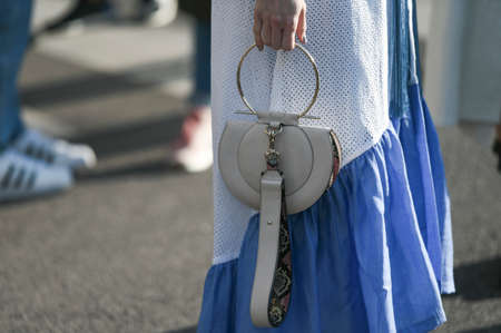 Milan, Italy - February 22, 2020: Street style outfit - streetstylefw20のeditorial素材