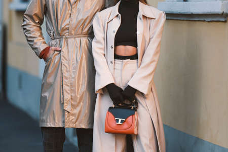 Milan, Italy - February 21, 2020: Street style outfit - streetstylefw20のeditorial素材