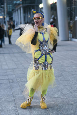 Milan, Italy - February 21, 2020: Street style appearance during Milan Fashion Week - streetstylefw20のeditorial素材