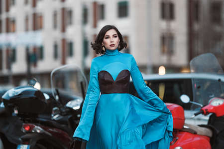 Milan, Italy - February 21, 2020: Street style appearance during Milan Fashion Week - streetstylefw20のeditorial素材