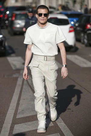 Milan, Italy - February 22, 2020: Street style appearance during Milan Fashion Week - streetstylefw20のeditorial素材