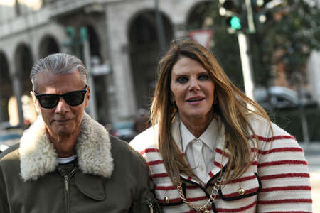 Milan, Italy - February 22, 2020: Street style appearance during Milan Fashion Week - streetstylefw20のeditorial素材