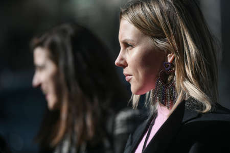 Milan, Italy - February 20, 2020: Street style appearance during Milan Fashion Week - streetstylefw20のeditorial素材